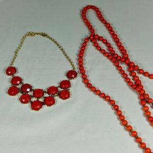 Retro Red Orange necklace lot